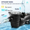 VEVOR Swimming Pool Pump 2.0HP 115V 1500W, Single Speed Pumps for Above Ground Pool, Powerful Self Primming Pool Pumps w/ Strainer Basket, 5400 GPH Max. Flow, ETL Certification - Image 5