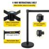 VEVOR Crowd Control Stanchion, Set of 4 Pieces Stanchion Set, Stanchion Set with 6.6 ft/2 m Black Retractable Belt, Black Crowd Control Barrier w/Concrete and Metal Base Easy Connect Assembly - Image 3