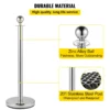 VEVOR 38 Inch Stanchion Posts Queue, Red Velvet Rope (3, Silver) - Image 2