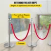 VEVOR 38 Inch Stanchion Posts Queue, Red Velvet Rope (3, Silver) - Image 3