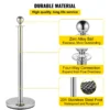 VEVOR Crowd Control Stanchion, Set of 2 Pieces Stanchion, Stanchion Set with 5 ft/1.5 m Black Velvet Rope, Silver Crowd Control Barrier w/Sturdy Concrete and Metal Base Easy Connect Assembly - Image 2