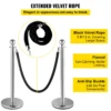 VEVOR Crowd Control Stanchion, Set of 2 Pieces Stanchion, Stanchion Set with 5 ft/1.5 m Black Velvet Rope, Silver Crowd Control Barrier w/Sturdy Concrete and Metal Base Easy Connect Assembly - Image 3