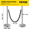 VEVOR Crowd Control Stanchion, Set of 2 Pieces Stanchion, Stanchion Set with 5 ft/1.5 m Black Velvet Rope, Silver Crowd Control Barrier w/Sturdy Concrete and Metal Base Easy Connect Assembly - Image 6