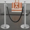 VEVOR Crowd Control Stanchion, Set of 2 Pieces Stanchion, Stanchion Set with 5 ft/1.5 m Black Velvet Rope, Silver Crowd Control Barrier w/Sturdy Concrete and Metal Base Easy Connect Assembly - Image 7