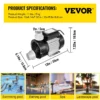 VEVOR Swimming 1/2 HP 110V Hot Tub 0.37 Kw Water Circulation Spa Pump Above Ground Pool and Whirlpool Bath, Black - Image 6