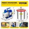 VEVOR Vacuum Chamber with Pump, 5 Gallon Chamber, 5 CFM 1/3 HP Single Stage Rotary Vane Vacuum Pump, 110 V HVAC Air Tool Set for Stabilizing Wood, Degassing Silicones, Epoxies and Essential Oils - Image 6