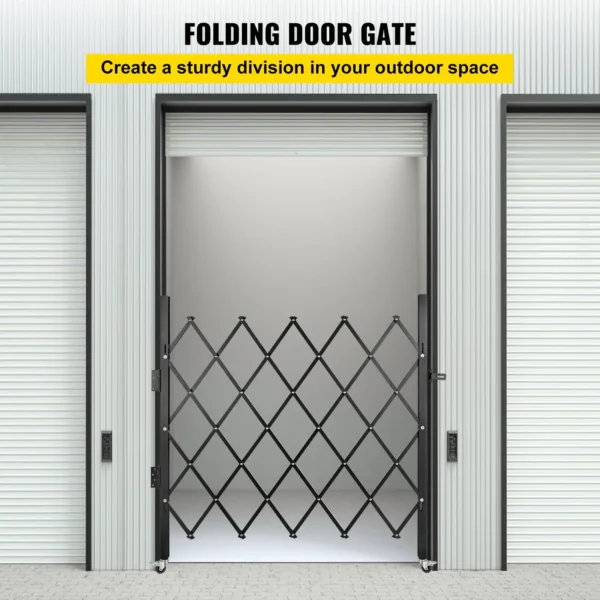 VEVOR Single Folding Security Gate, 48" H x 37" W Folding Door Gate, Steel Accordion Security Gate, Flexible Expanding Security Gate, 360 Rolling Barricade Gate, Scissor Gate or Door with Padlock