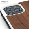 iPhone 12 and iPhone 12 Pro wood case walnut backside with TPU bumper and white PC - Image 3