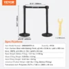 VEVOR Crowd Control Stanchion, 4-Pack Crowd Control Barrier, Carbon Steel Baking Painted Stanchion Queue Post with 2PCS 6.5FT Retractable Belt & Fillable Base, Belt Barrier Line Divider, Easy Assembly - Image 6