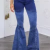 Lined Up Paneled Ombre Flares Bell Bottoms Denim Jeans - Image 3