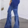 Lined Up Paneled Ombre Flares Bell Bottoms Denim Jeans - Image 4