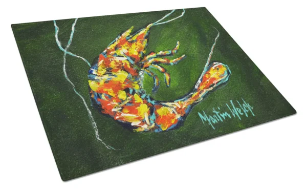 Green Waters Shrimp Glass Cutting Board