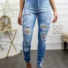 Super High Waisted Ripped Skinny Jeans - Image 4