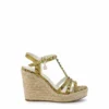 Yellow Snakeskin Wedge Sandals - Image 2