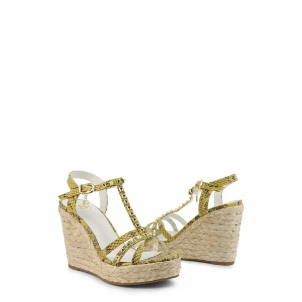 Yellow Snakeskin Wedge Sandals