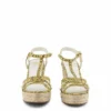 Yellow Snakeskin Wedge Sandals - Image 3