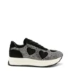 Rhinestone Heart Sneakers - Black - Image 2