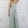 Trendy Solid Cami Wide Jumpsuit - Image 3