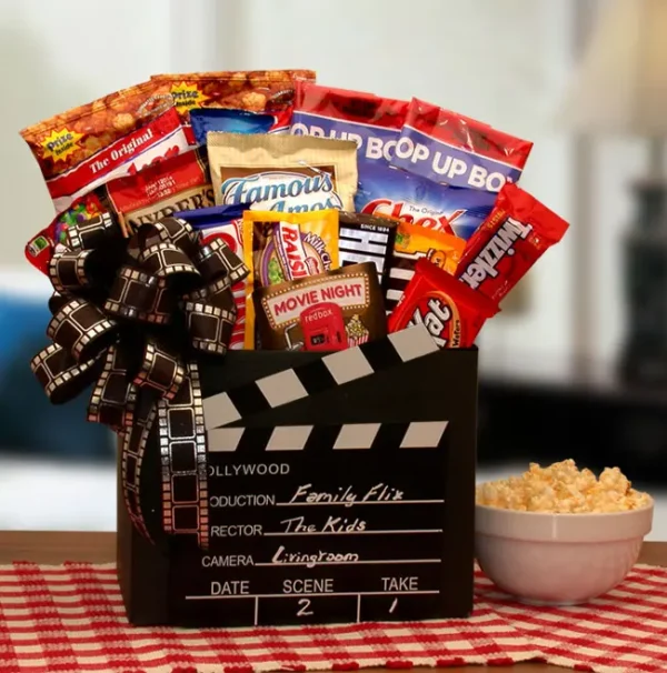 Family Flix Movie Gift Box - movie night gift baskets - movie night - movie night gift baskets for families